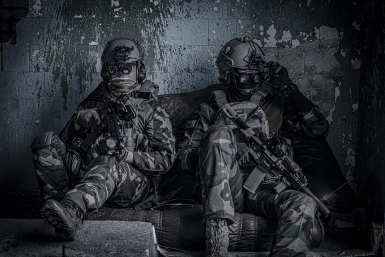 two soldiers sitting