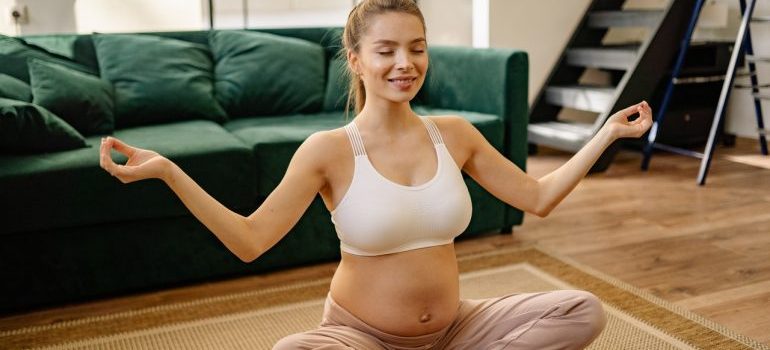 Pregnant woman meditating
