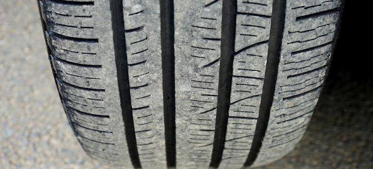 A close up shot of a car tire.