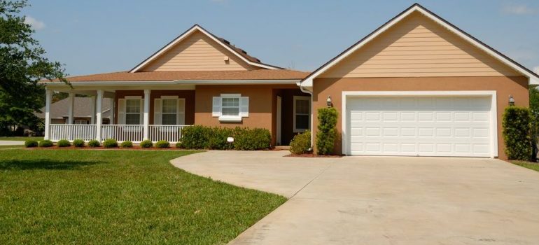 A large house with a yard