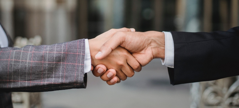 A handshake between two men